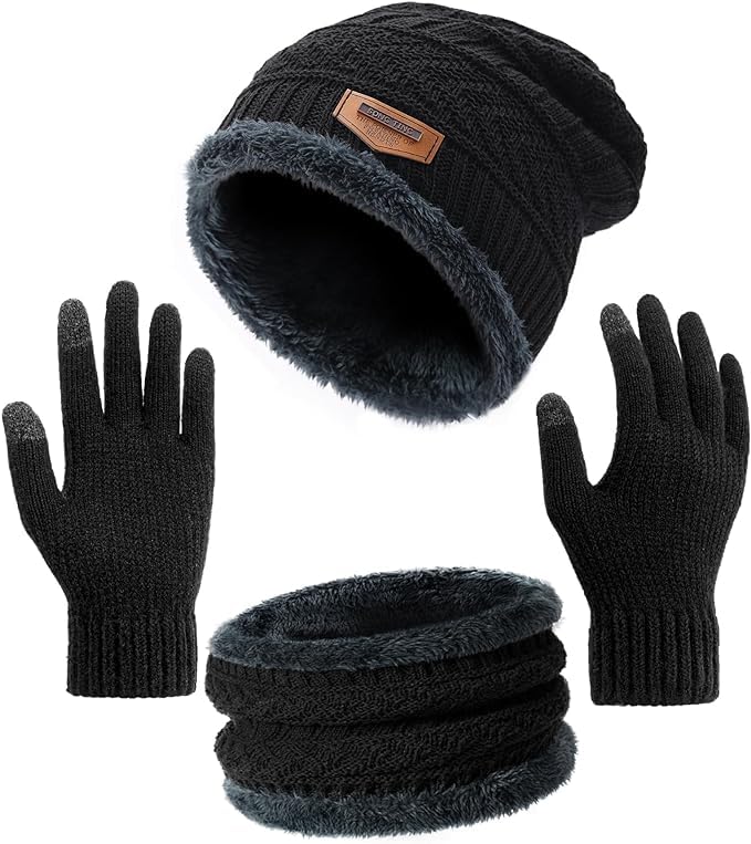FF Winter Warm 3 in 1 Beanie Hat Scarf Gloves Set, Knitted Hat Neck Warmers Touch Screen Gloves for Men & Women - Review, Price and Buying Guide