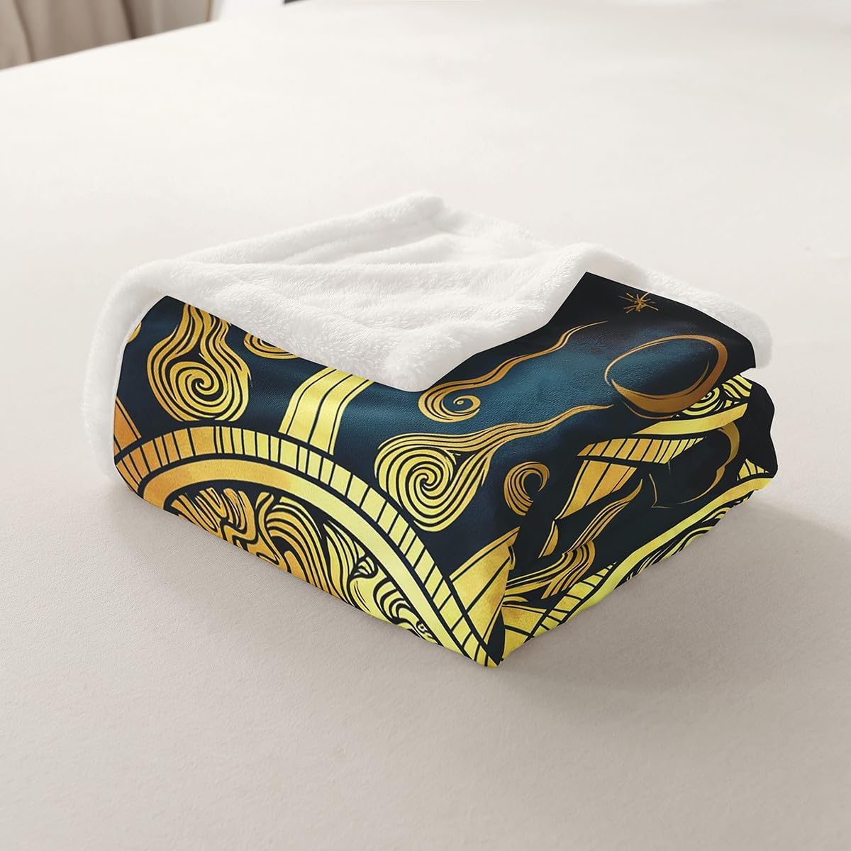 Feelyou Sun Sherpa Blanket Apollo Greek Mythology Fleece Throw Blanket Bohemian Style for Kids Boys Adults Boho Tribal for Sofa Bed Couch Throw 50x60 Inch