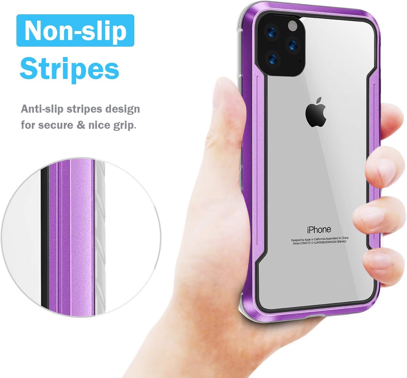 Wееklу Tор Sаlе iPhone 11 Case Double Series Military Grade Drop Protection Hybrid Heavy Duty Extreme Protection Clear Sturdy Metal Bumper Case Support Wireless Charging for iPhone 11 6.1 Purple