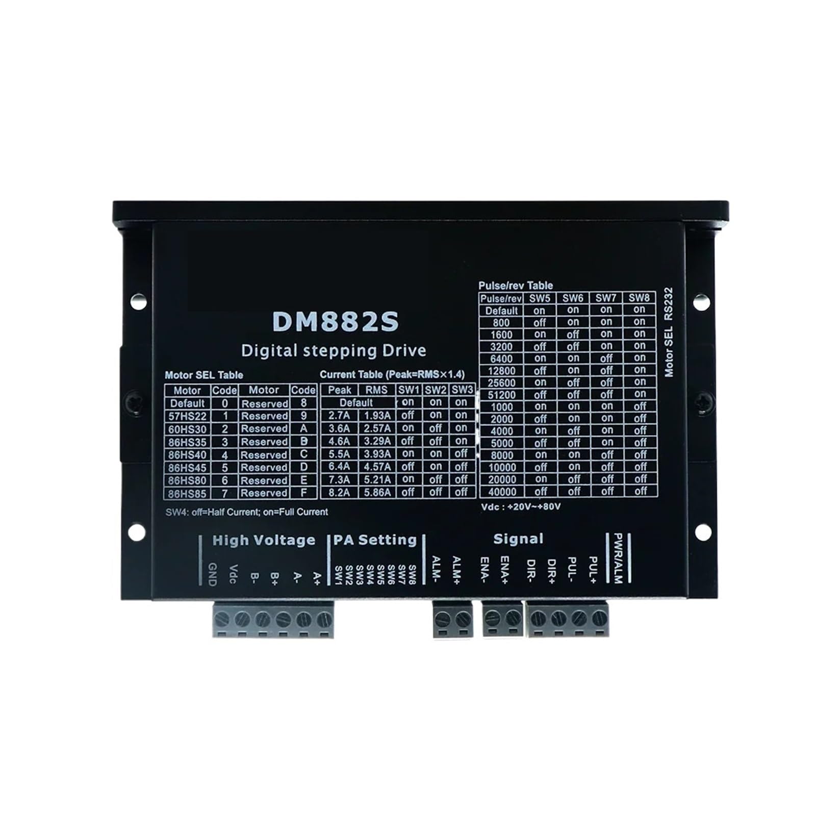 Variateur pas à pas DM882S 8.2A 80V DC RS232 pour moteur pas à pas CNC Nema 23 Nema 34