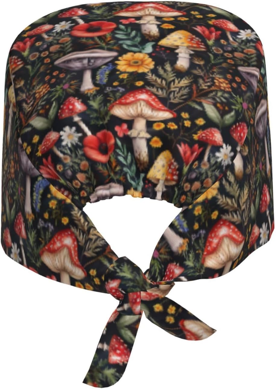 Working Cap Scrub Cap with Sweatband Adjustable Unisex Men Women Tie Back Hat Nurse Surgical Caps - Image 2