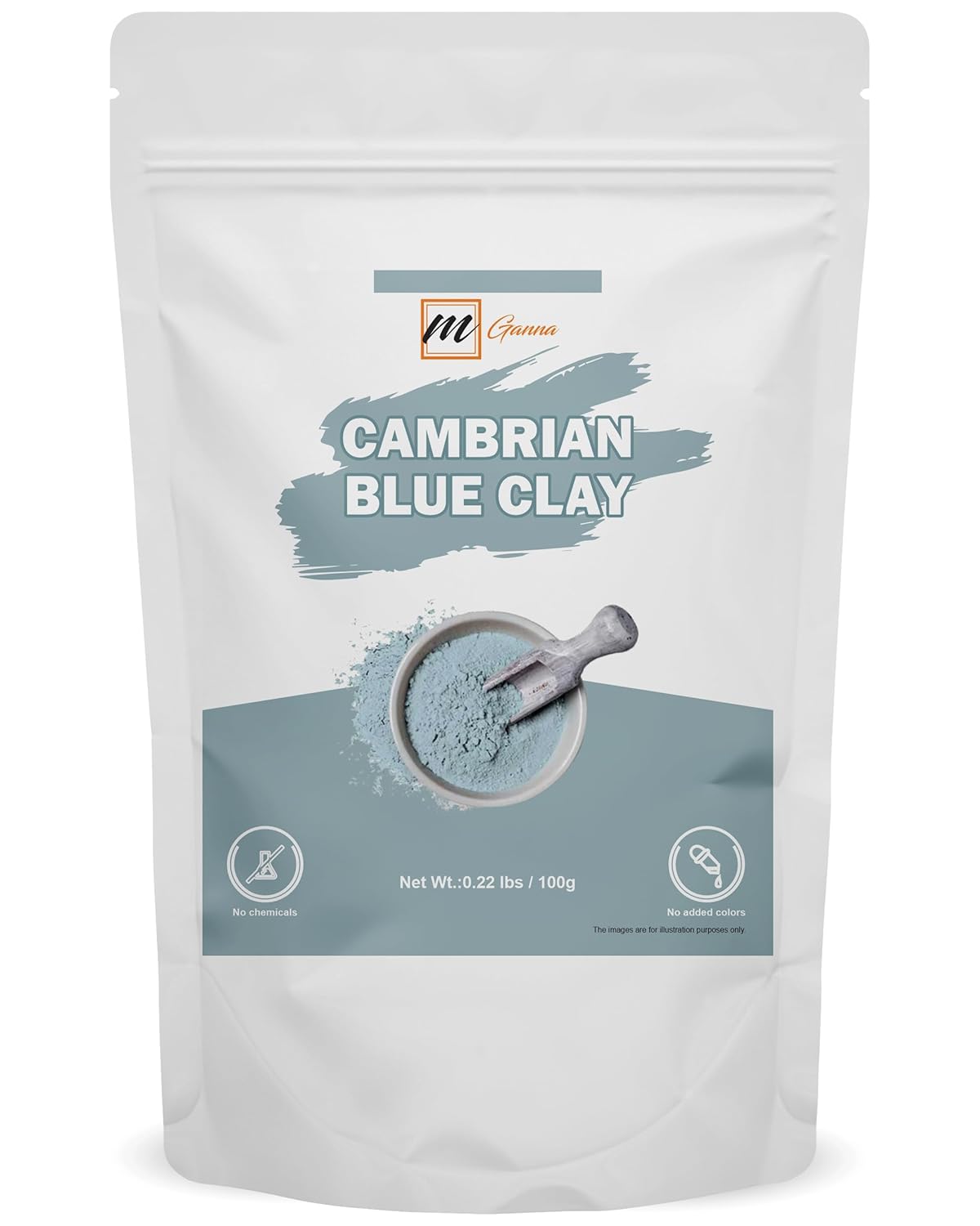 Cambrian/Serbian Blue Clay 100g / 0.22lbs for Facial Masks, Creams, Body Wraps, Soft Peels and Scrubs, and Soap Making