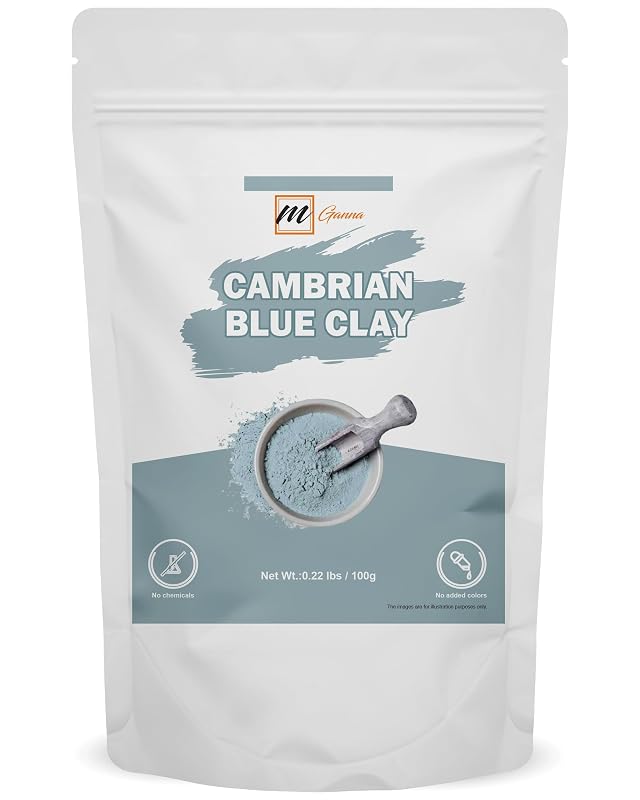 mGanna Argila Azul Cambriana/Servia 100 g para máscaras faciais, cremes, envoltórios corporais, esfoliantes, sabonetes e formulações artesanais