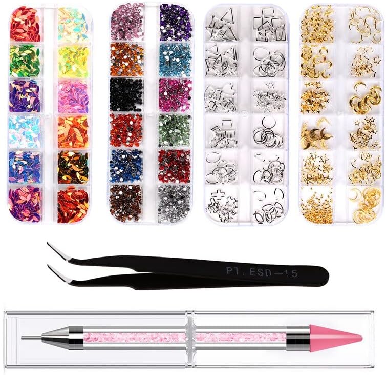 Multi-Size Nail Rhinestones 3D Crystal AB DIY Nail Art Decorations Crystal Diamond Gem 3D Glitter Nail Beauty Nail Decor Set - (Color: 6pcs)