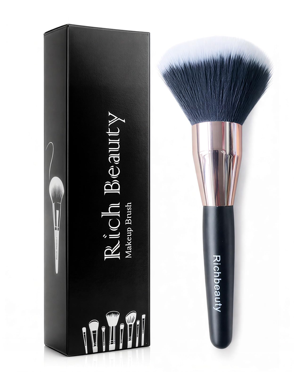 Foundation Makeup Brush for Face | Soft Bristle Compact Powder & Blending Brush | Professional Cosmetic Brush for Women & Girls (Black)-image-23