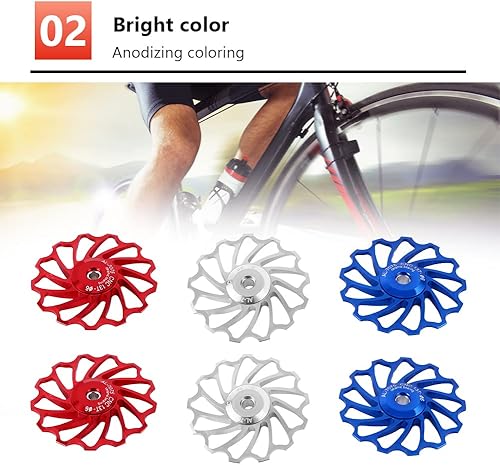 Miniatura 5 de VGEBY Rueda de rodamiento de cerámica, accesorios de polea de rodillos de rueda 1113T (11T-azul) Rueda de rueda de rueda de carretera polea de