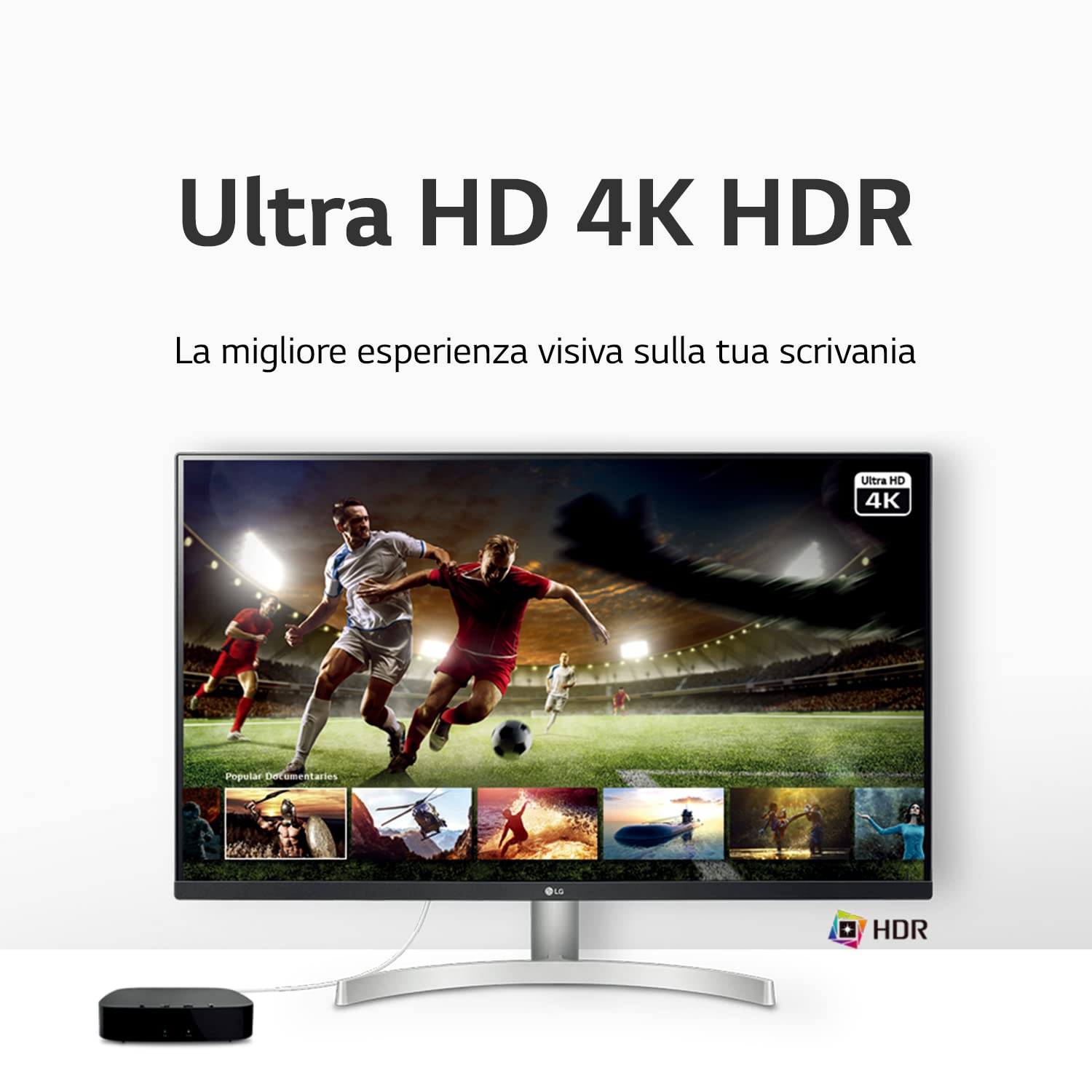 LG 27UL500P Monitor 27" UltraHD 4K LED IPS HDR 10, 3840x2160, 5ms, AMD FreeSync 60Hz, HDMI 2.0 (HDCP 2.2), Display Port 1.4, AUX, Flicker Safe, Bianco