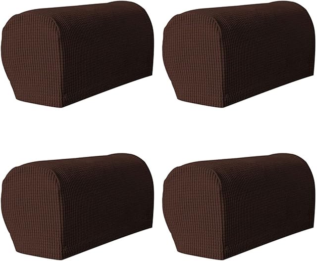 Yamvisa Armchair Covers, Set of 4 Armrest Chair Covers Non-Slip Arm Protector Stretch Armchair Couch Anti-Scratch Furniture Slipcovers for Sofa Couches (Chocolate)