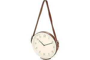 White and Brown Hanging Wall Clock with Leather Strap