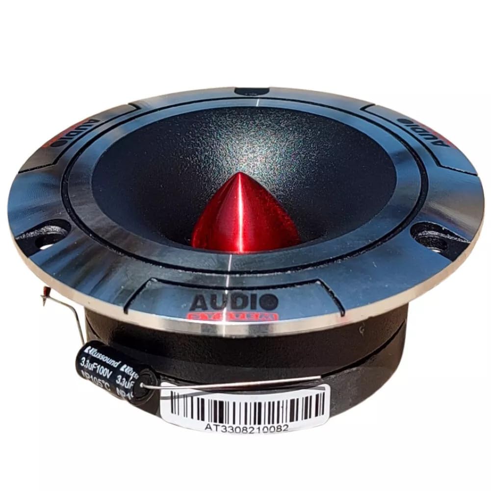 KIT SET PER AUDIO SYSTEM AT33 AT-33 2 tweeter ultra slim, da 100 watt rms e 200 watt max, da 9,7 cm di diametro, 102 db, con ridotta profondità di 4 cm, a coppia + condensatori omaggio