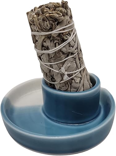 Vista 24 de Soporte para salvia, quemador de salvia blanca, cuenco para manchas, soporte para Palo Santo, soporte para incienso, paquete de soporte de incienso