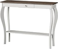 Vista 8 de ChooChoo Narrow Farmhouse Console Table with Drawer, Chic Accent Sofa Entryway Table with Shelves for Entryway, Living Room, Hallway, Soft White