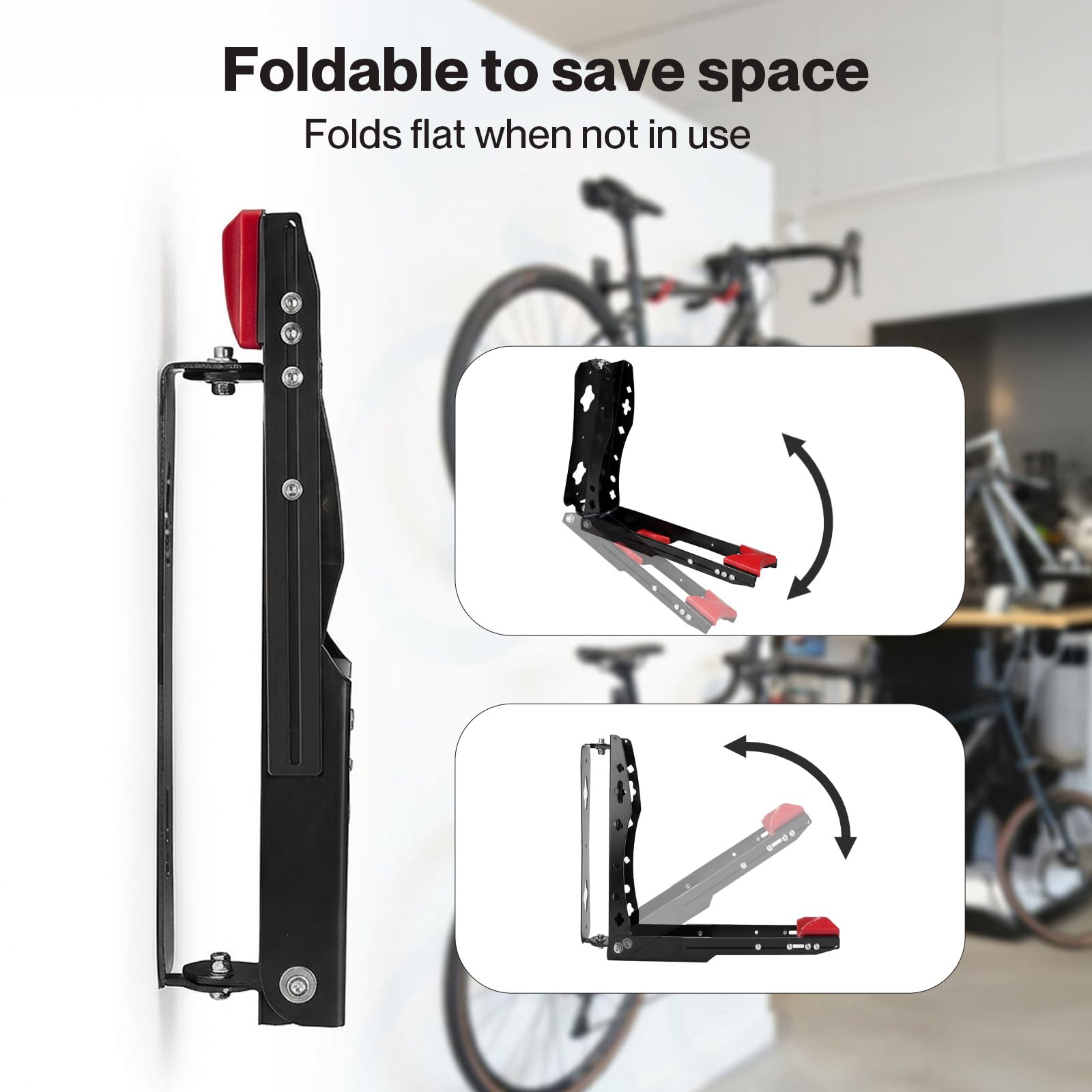MONVELO Swivel Bike Wall Mount, Adjustable Bike Wall Rack Bike Hanger, Fits 24"-29" Tyres, Holds Up to 30kg - Image 6