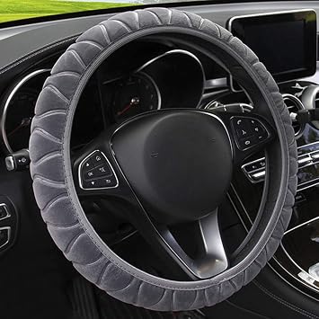 Anti-slip Fluffy Plush Steering Wheel Cover Soft Furry Winter Warm Vehicle Car Steering Wheel Protector Stretch On Universal Fit 37-39cm