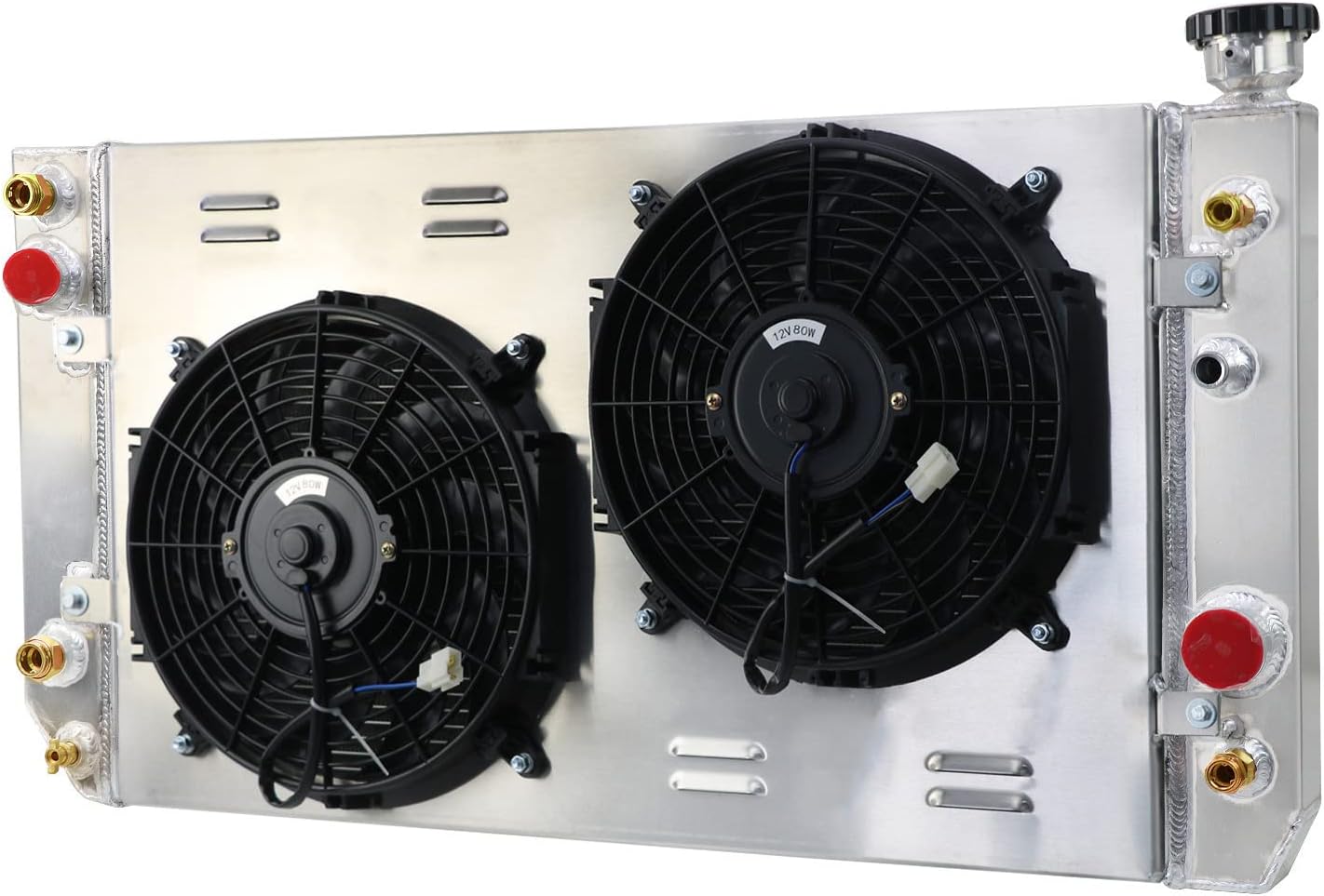 4 Row Aluminum Radiator Replacement for 1988-1994 Chevy S10 Blazer GMC Jimmy S15 4.3 V6 Radiators with Electric Fan Shroud Thermostat Kit 1989 1990 1991 1992 1993 88 89 90 91 92 93 94