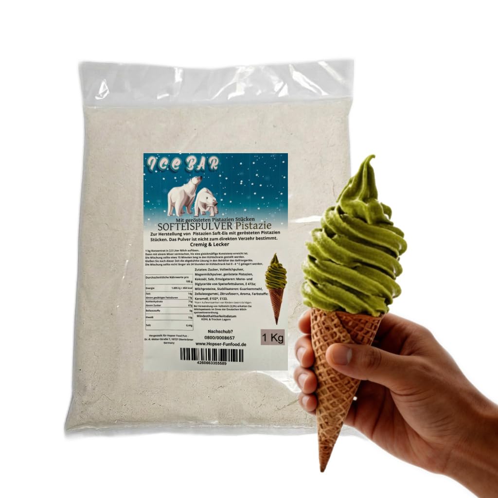 Ice Bär Softeispulver salzige Pistazie Cremig und Lecker 1:25 für 3,5 Kg Eis