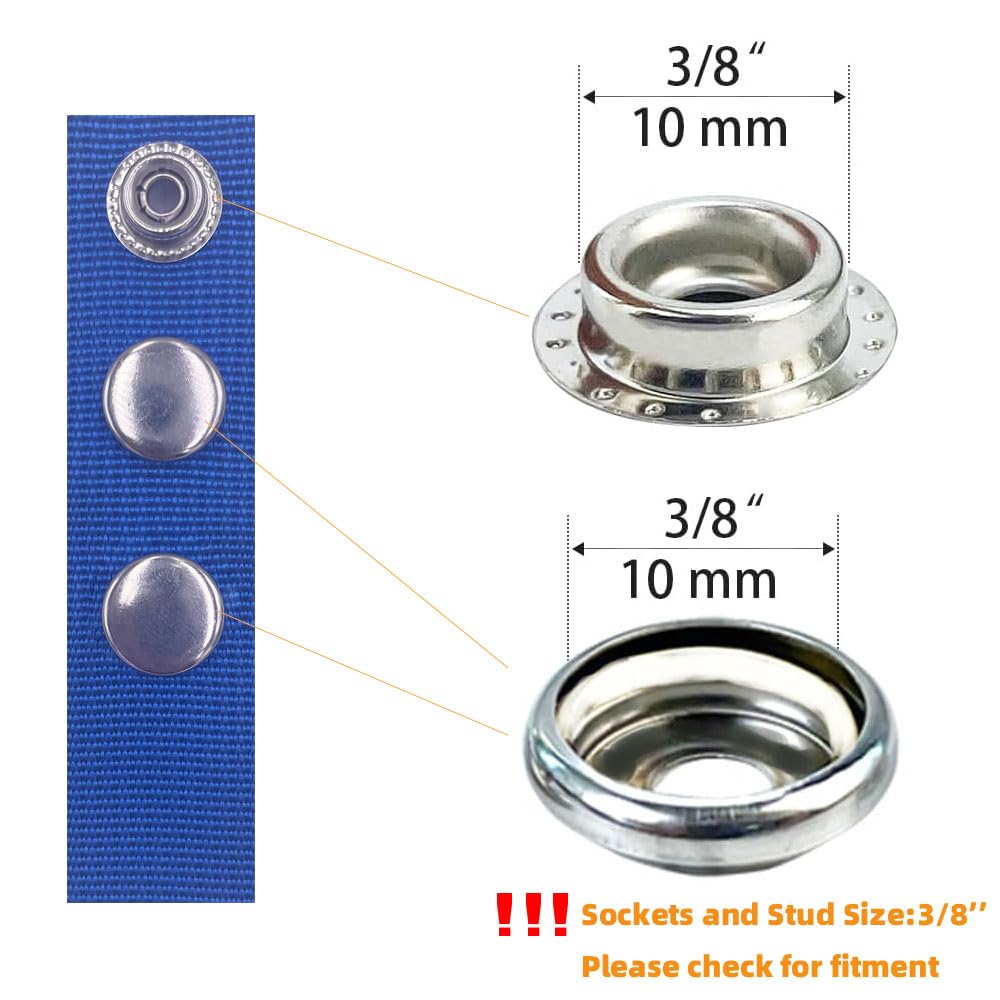 Lot de 10 Extensions à Clipser pour Toile de Bateau en Acier, Tailles d'extension de 2,5 à 5,1 cm (Bleu)