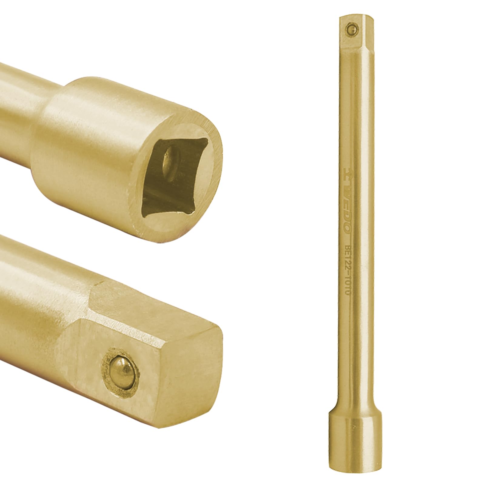 WEDO Non-sparking 1/2" Drive Socket Extension Bar,Length 8 Inch (200mm),can be used in conjunction with socket,Torque & Ratchet Wrench,Aluminum Bronze