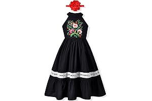Charming Mexican Embroidered Maxi Dress for Girls: Fiesta in Style