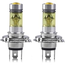 2Pcs Yellow Fog Lights, H4 12V 100W High Brightness LED Fog Light Bulbs Aluminum Alloy Car Accessories