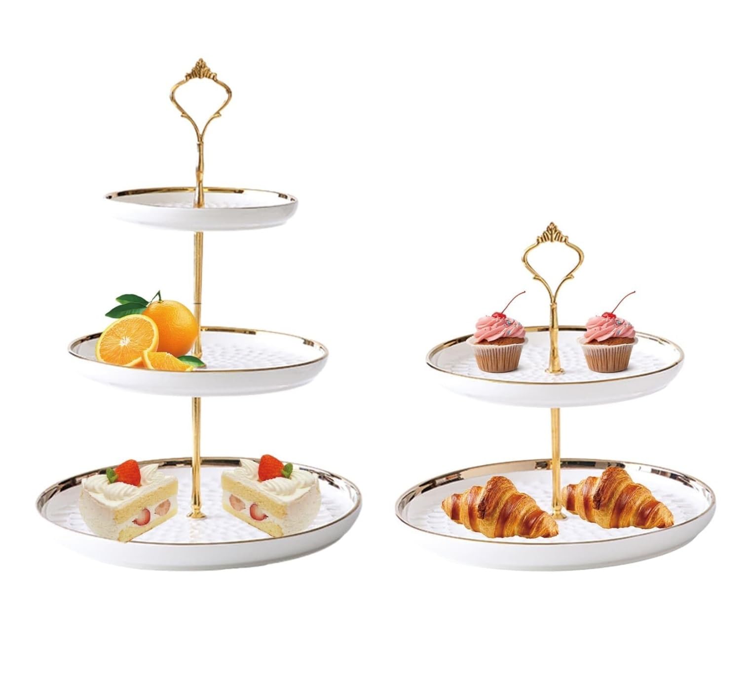 Stojak Na Torty Zestaw 2 Okrągłych Porcelanowych Stojaków Na Babeczki Z 3 I 2 Piętrami Patery Na Ciasta