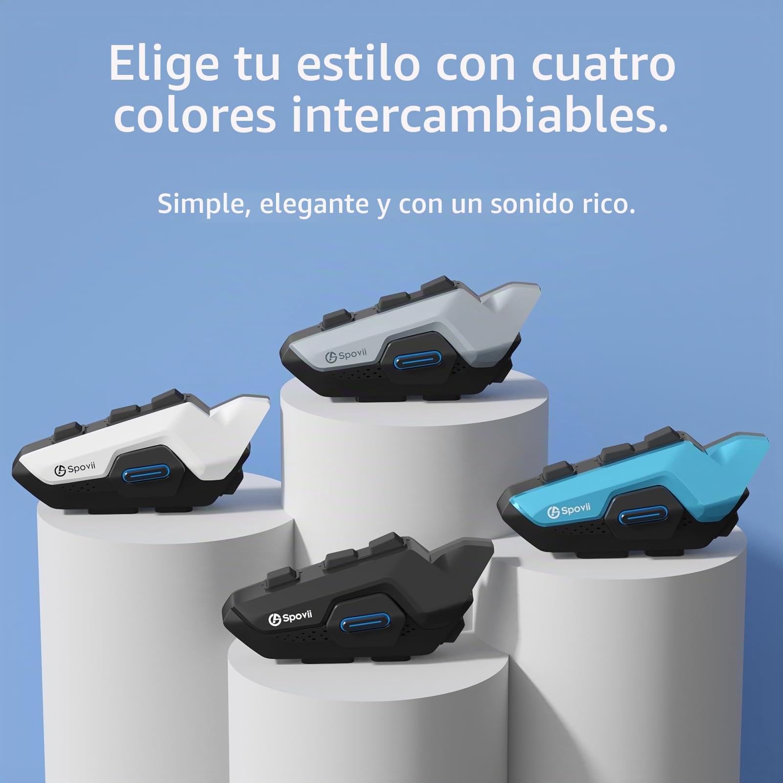 Auriculares Casco Moto,Intercomunicador Casco Moto H9 Sistema de Comunicación Inalámbrica Bluetooth 5.1 con Compartición de Música y Asistente de Voz (2 Piezas)