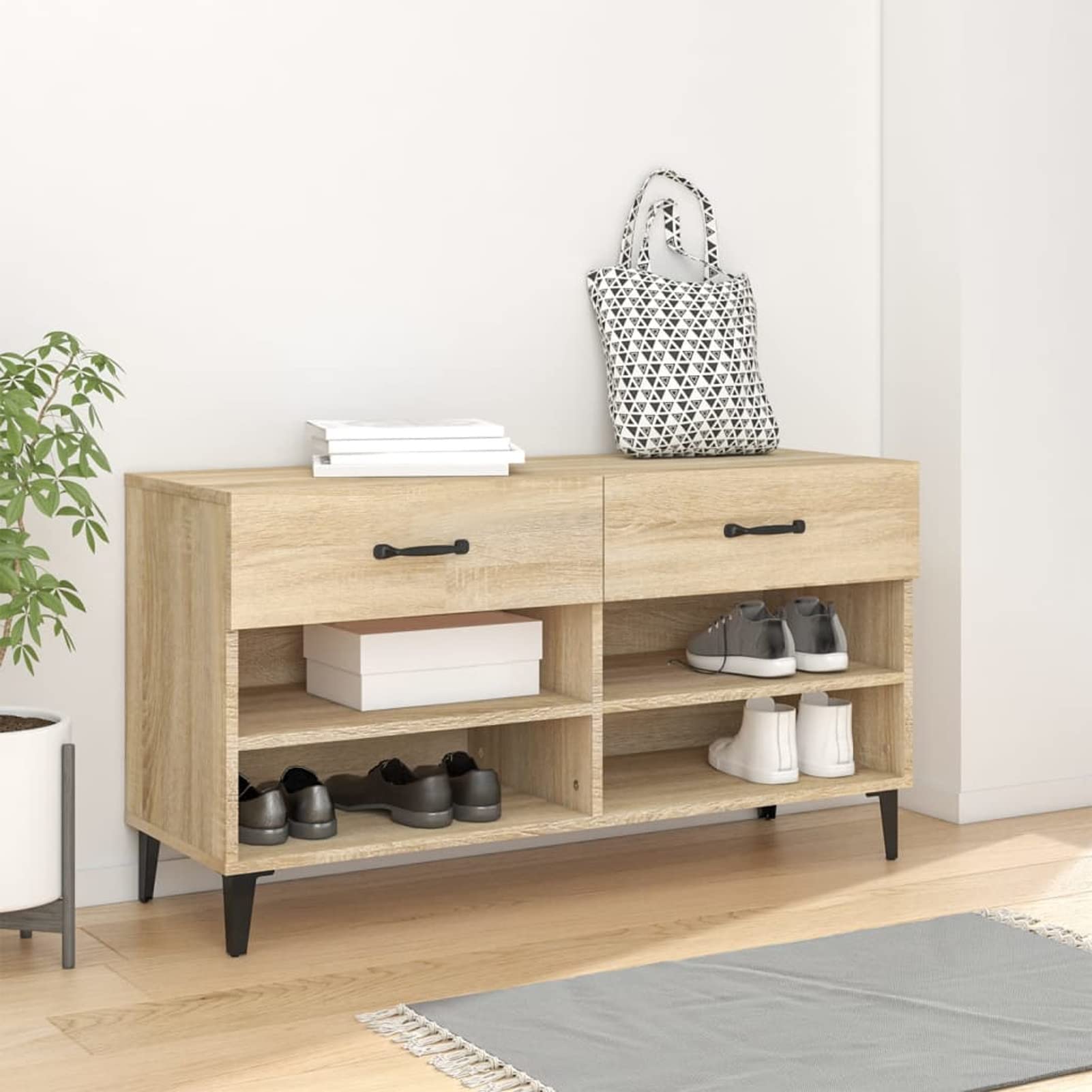 Placard de rangement pour chaussures chêne Sonoma : sublimez votre entrée de maison avec style