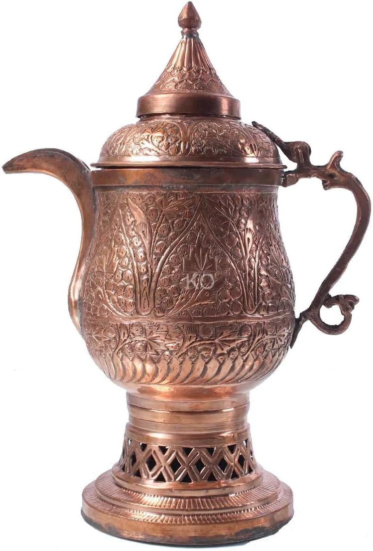 Hand Made Copper Samavaar Tomb Shape Chinar Design 4-6 Cups Capacity | Copper Kettle Kandkaer