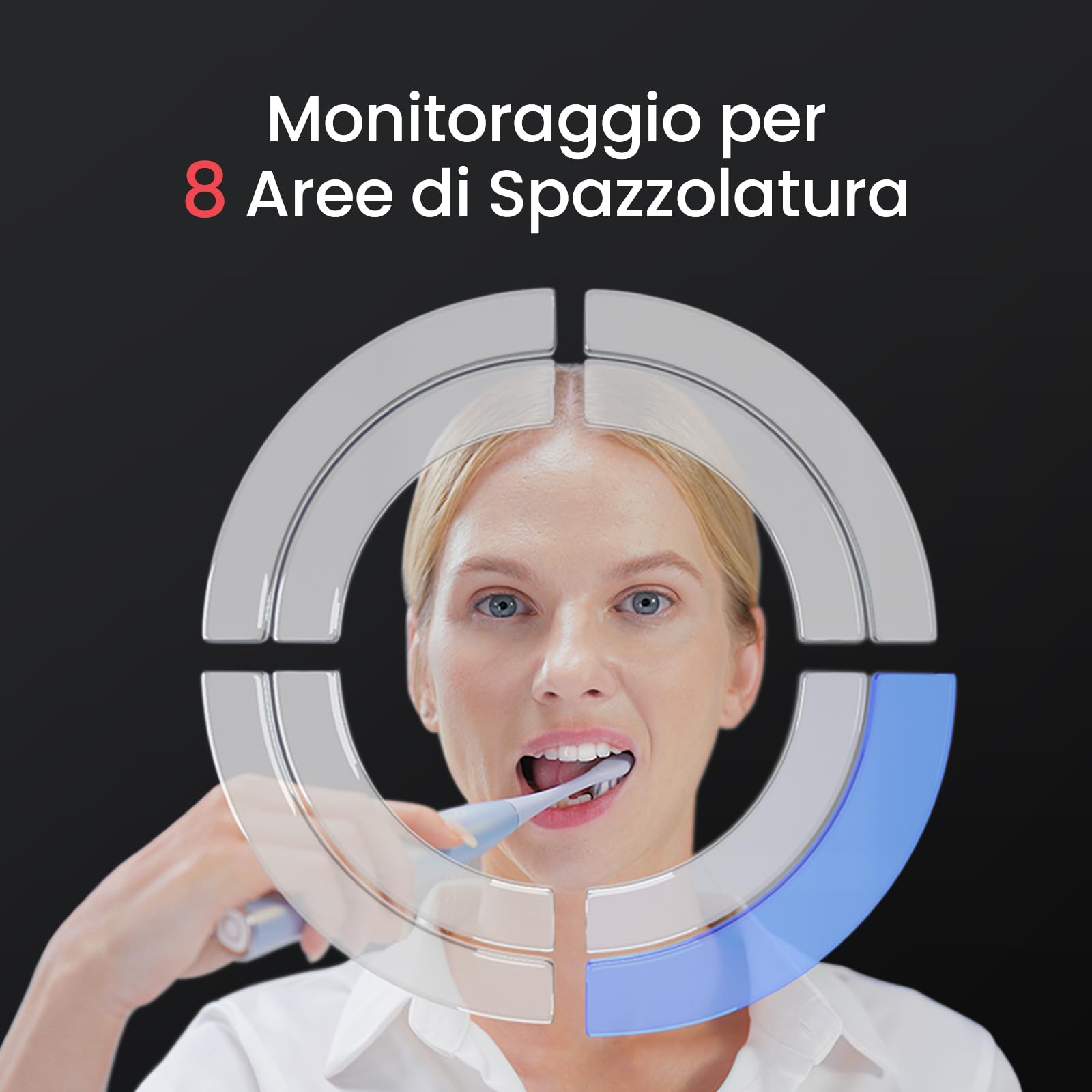 Oclean Spazzolino elettrico X Series Pro Digital Gift Set, 6 Teste di spazzole, Custodia da viaggio, Touch screen intelligente, 3 Modalità, 30 Giorni, IPX7,Argento