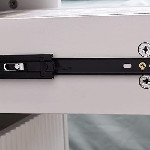 Miniatura 5 de Mesita de Noche MDF pequeña mesita de noche nórdica de lujo delgada con 2 cajones y asas de metal, corredores para dormitorio, sofá, mesa auxiliar