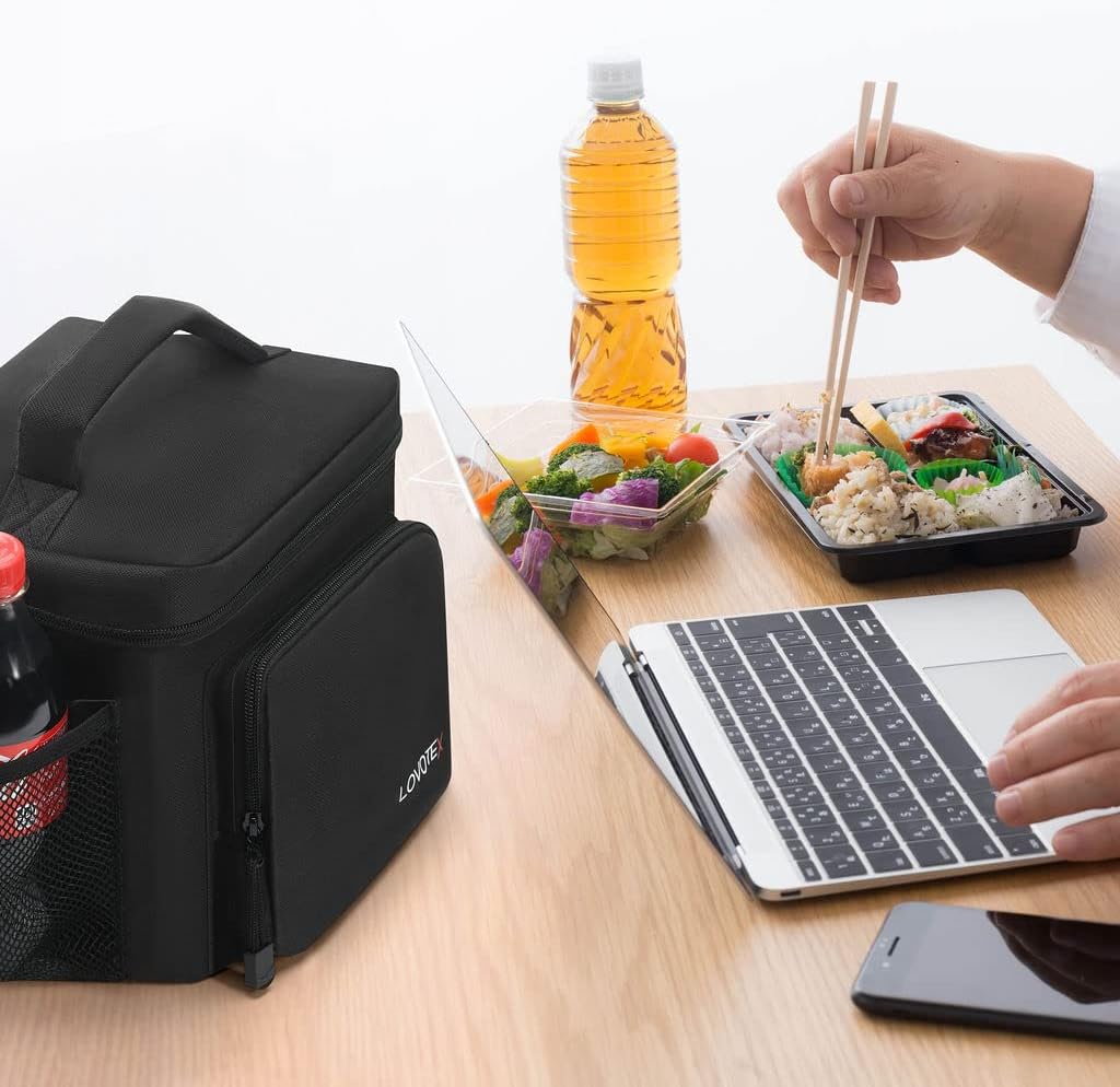 X Large Insulated Lunch Bag Cooler Tote With 2 Reusable Cooler Ice Packs Easy Pull Zippers, Detachable Shoulder Strap, Roomy Compartments For Lunch Box, Bottles, Containers, Travel, Camping & More