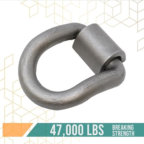 Miniatura 2 de Boxer Anillos en D forjados forjados de 1 pulgada, 47,000 libras, acabado crudo, para anclaje de amarre de camas planas (paquete de 2)
