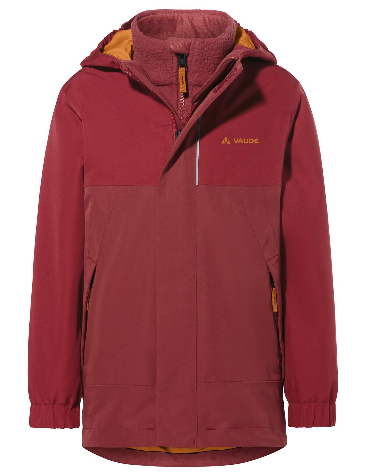VAUDE Kinderjacke Kids Caprea 3in1 Jacket, eingezippte Fleecejacke aus kuscheligem Sherpa-Fleece, wasserdicht, winddicht und atmungsaktiv