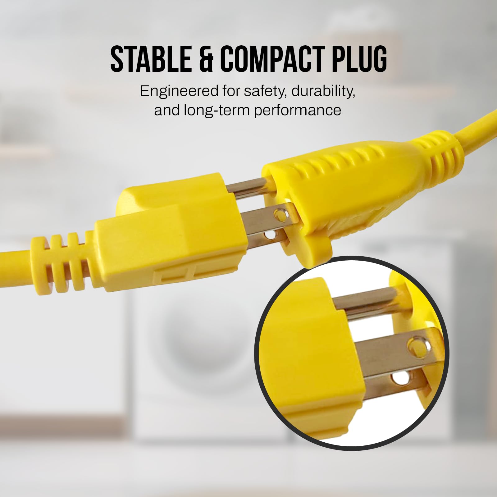 Stanley 33157 Grounded Outdoor Extension Power Cord, 15-Feet, Yellow