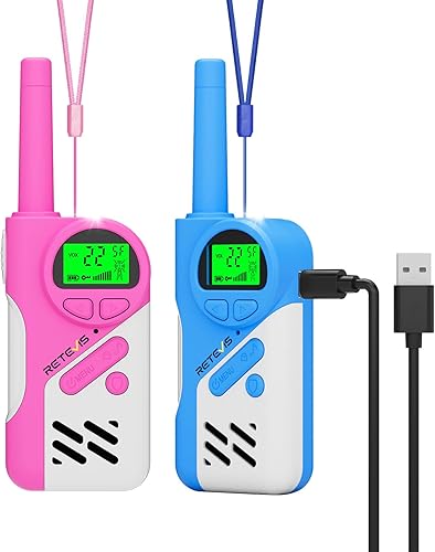 Retevis EZTalk - 70 walkie talkies para niños, modo seguro, radio de 2 vías recargable, juguetes para niños y niñas de 6 a 12 años, regalos de