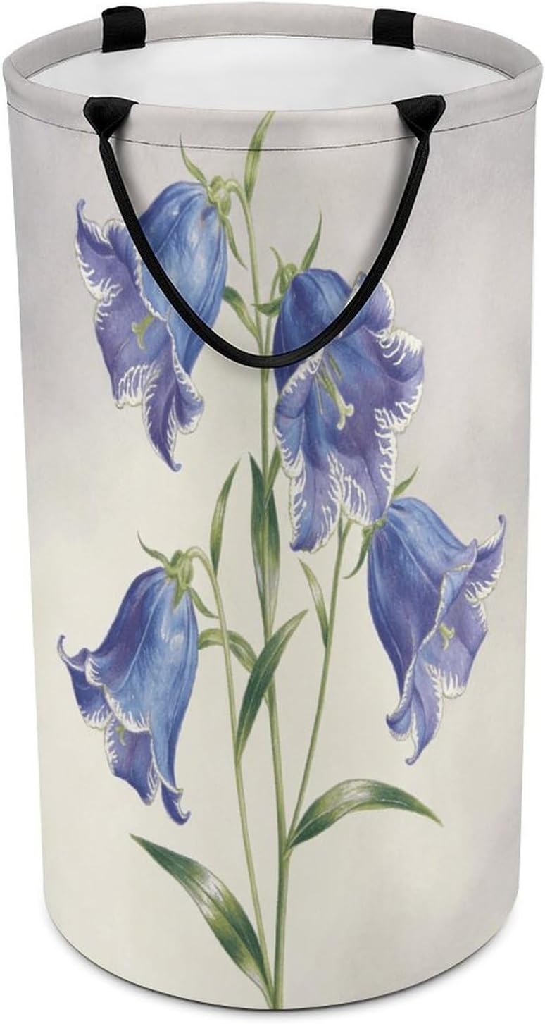 Noble Bellflower Laundry Hamper Portable Lightweight Clothes Hampers Fashion Dirty Laundry Storage Basket Large Capacity Foldable Clothes Baskets for Bathroom Bedroom