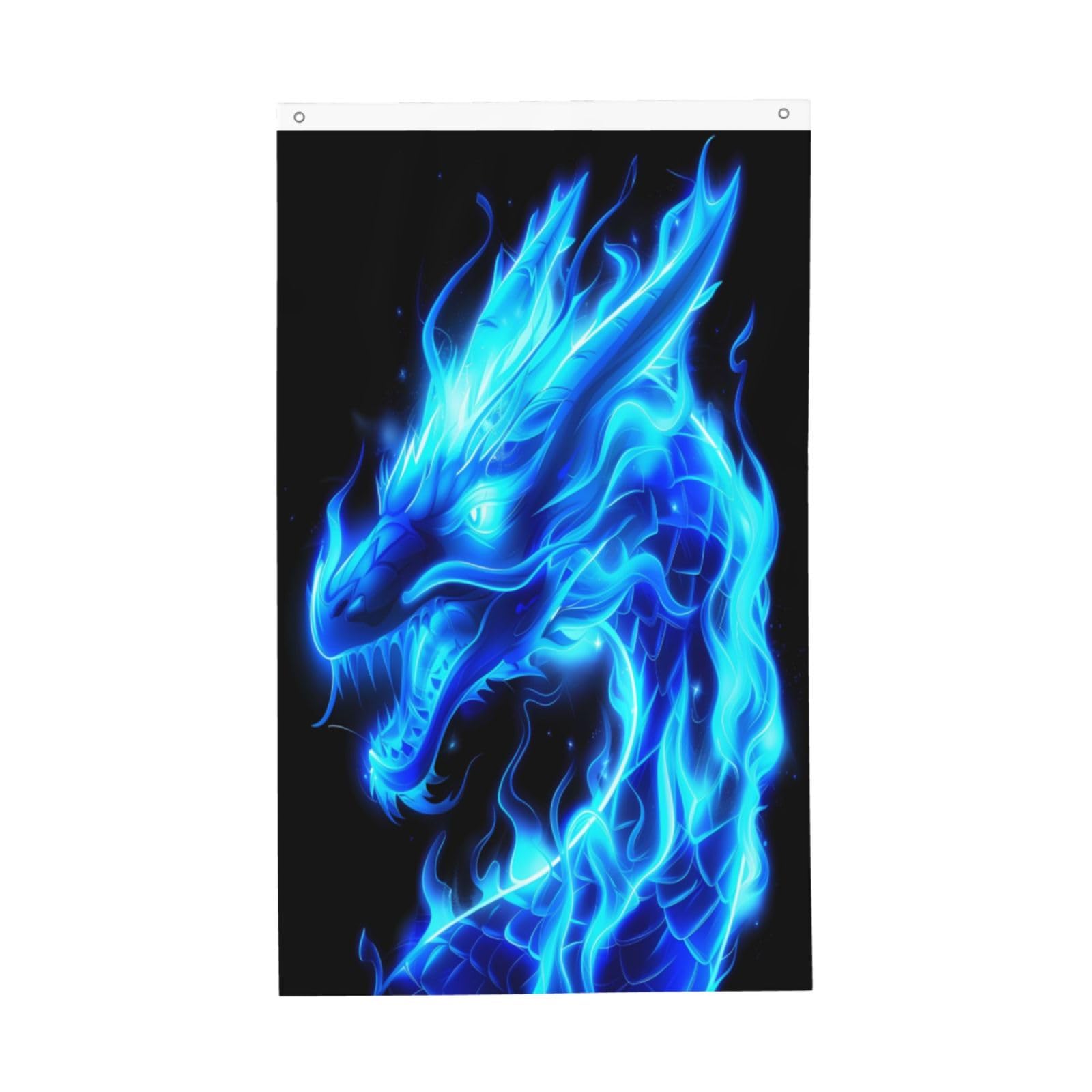 Blue Fire Dragon Flag 3x5 Ft Double Side Animal Dragon House Flags Garden Banner Yard Lawn Outside Decoration