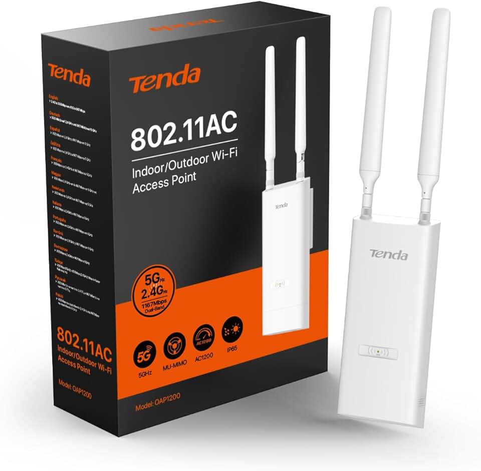 Tenda Ponto De Acesso Wi-Fi Externo Banda Dupla Ac1200 (Oap1200), Mu-Mimo, À Prova D'Água Ip65, Alimentado Por Poe, Ideal Para Quintais E Garagens