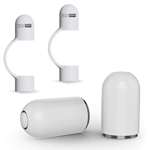 TechMatte Magnetic Replacement Caps Compatible with Apple Pencil 1st Generation-Cap Tether Included (Pack of 2) - White