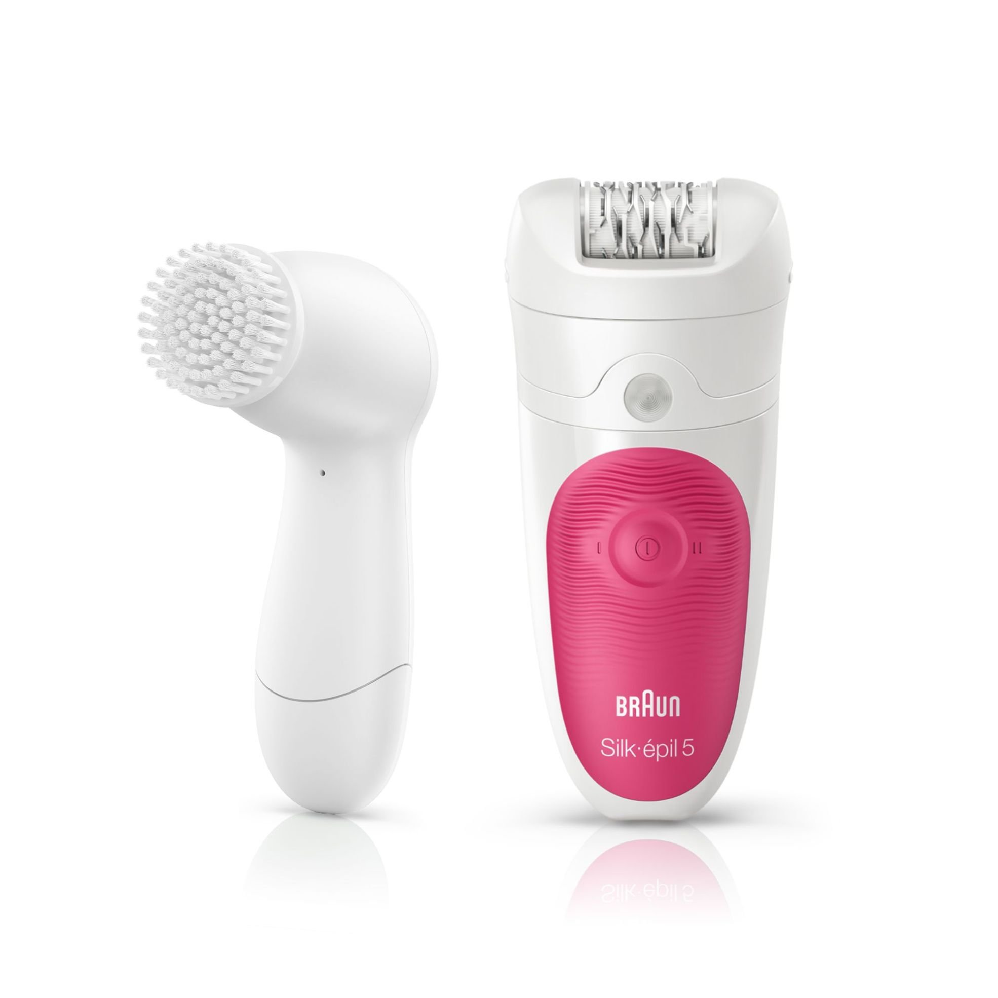 Braun Silk-épil Bibi-Edition depilator (ze szczoteczką do oczyszczania twarzy), biały/różowy