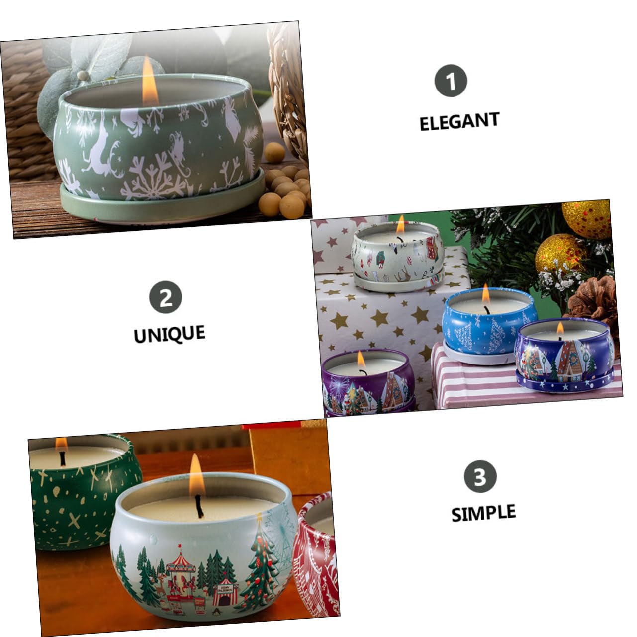 Lurrose 8stücke Weihnachtsduftkerze Aromatherapiekerze Duftwachskerze Weihnachtsduftkerze Weihnachtsschmuck Weihnachtliche Duftkerzen Geschenkidee Aromatherapie Sojawachskerzen Muster