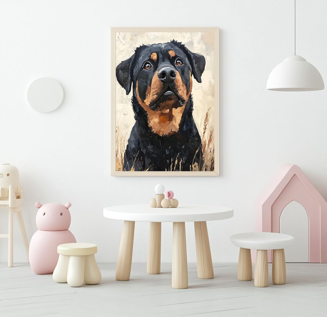 XCJFGO Rottweiler Dog Animal Easy Paint by Numbers Kit for Adults Beginner, Cute Dog Adult Paint by Number Kits on Canvas, Acrylic Simple Oil Paint by Number Kits for Home Wall Decor 16" W x 20" L