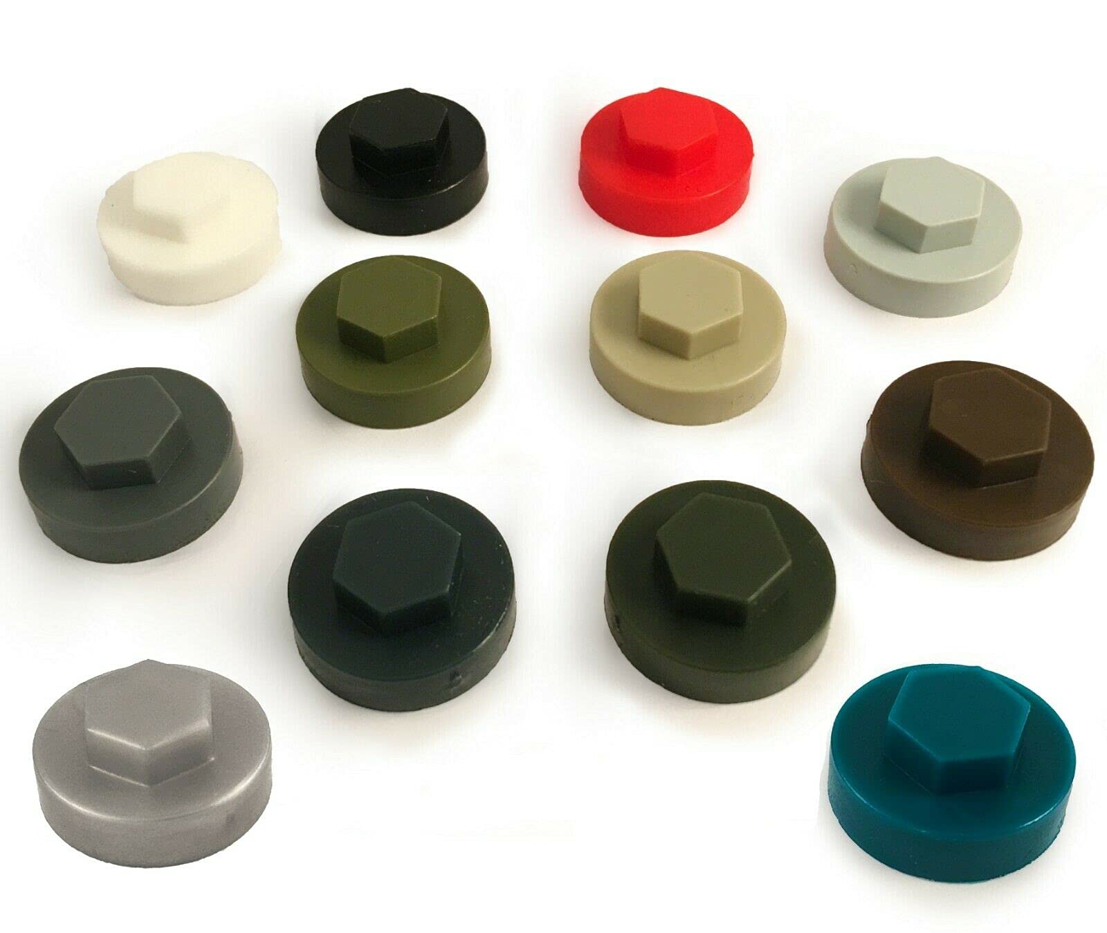16mm Hexagonal TIMCO TEK Panel Screw Cover Caps for 8mm 5/16" Roofing Screws (Merlin Grey)