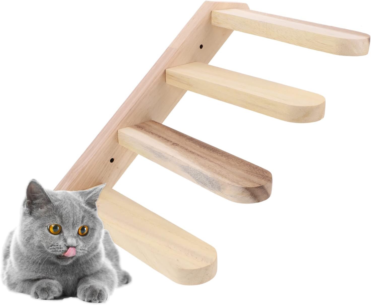 Cat Climbing Frame Wall-Mounted Design Four-Step Cat Ladder for Indoor Play Climbing Platform to Prevent Furniture Damage for Active Kittens and Cats