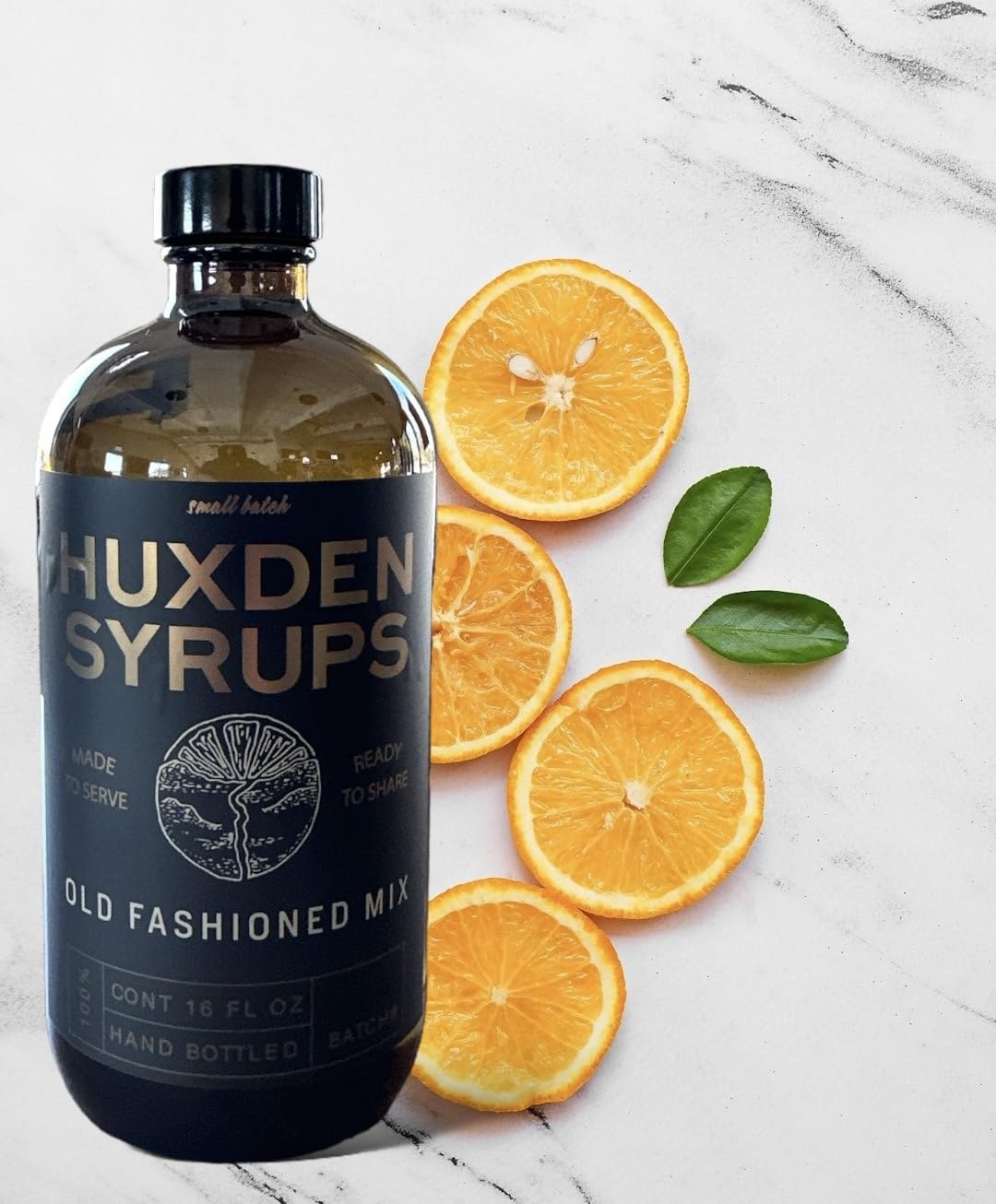 Huxden Syrups Old Fashioned Mix - Makes 32 Cocktails - Handcrafted Old Fashioned Syrup with Bitters, Orange, Granulated Sugar - Craft Cocktail Mixer, Just Mix with Bourbon/Whiskey