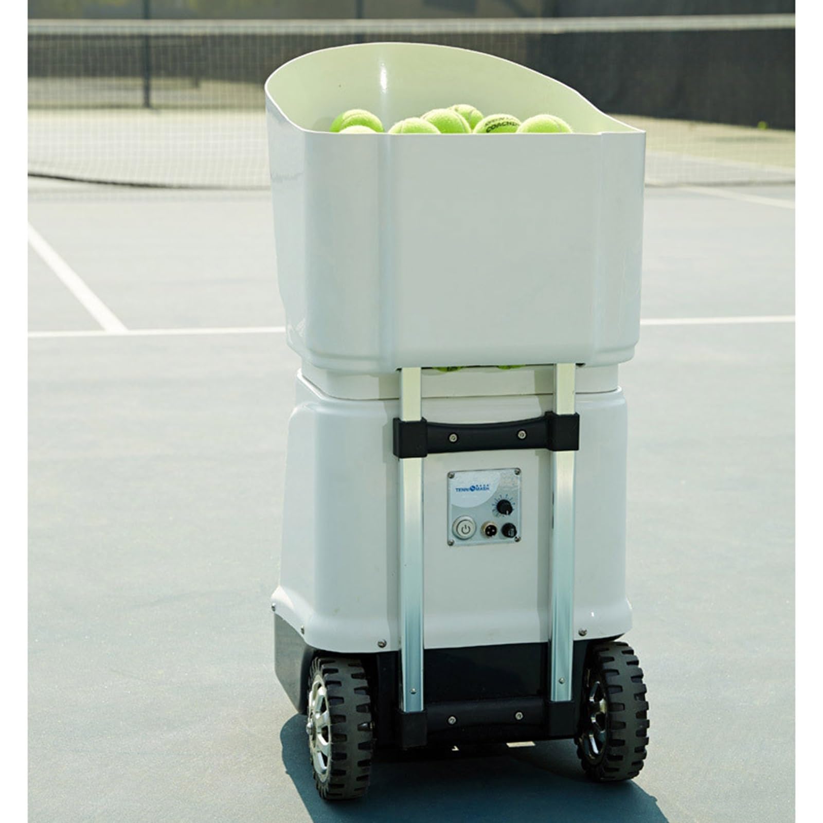 Máquina portátil de pelotas de tenis, práctica multipelota con capacidad de hasta 150 pelotas, tiempo de funcionamiento de 3 a 6 horas con batería de litio externa, diseño ligero