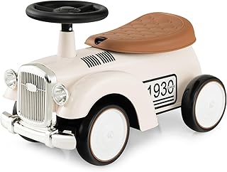 Costzon Ride On Push Car for Toddlers, Classic Kids Ride On Car Foot-to-Floor Sliding Car with Steering Wheel, Horn & Under Seat Storage, Ride On Toy for Boys Girls 18-36 Months (White)