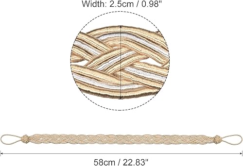 Miniatura 2 de uxcell 2 alzapaños de cortina trenzados de 23 pulgadas, con 2 ganchos de metal, color gris pardoplateado
