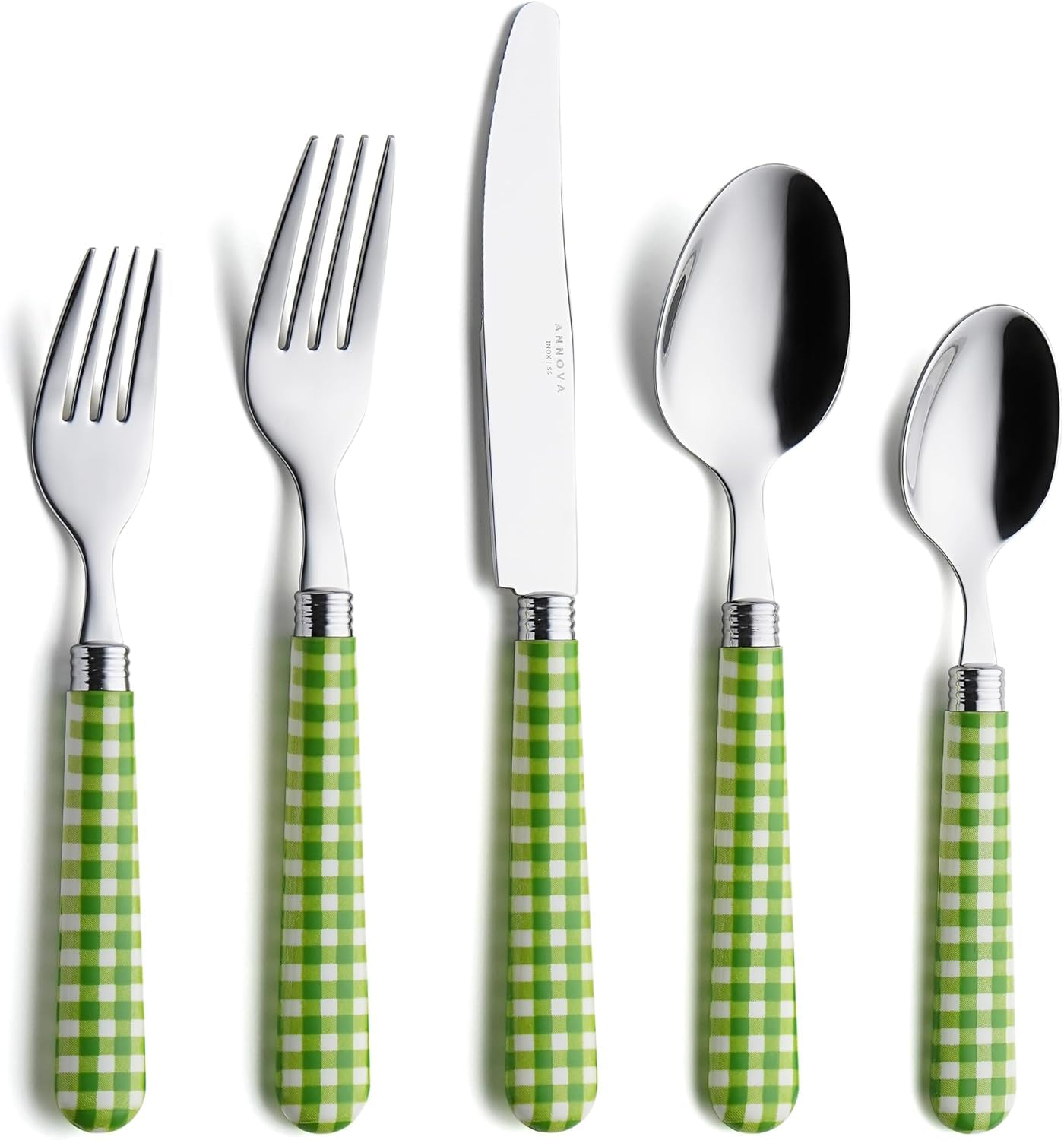 ANNOVA 20-Piece Cutlery Set, Stainless Steel Handle - 4 x Table Knives, 4 x Table Forks, 4 x Salad Forks, 4 x Tablespoons, 4 x Dessert Spoons (Green23, 20 Pieces)