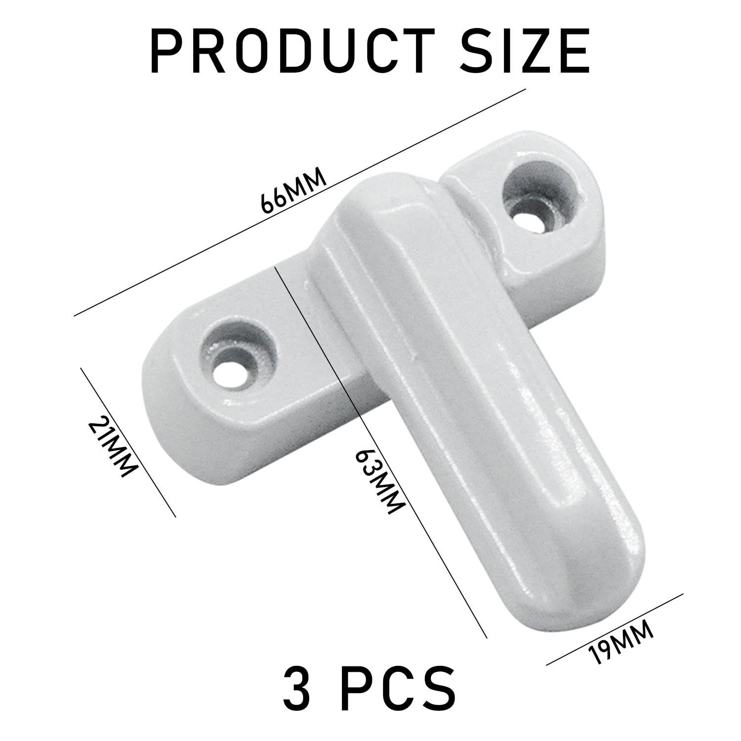 4 Pieces White Handle Lock, Door Blocker, Door and Window Lock Anti-Theft, Window Security Lock, Jammer, Alloy Blocker - Image 2